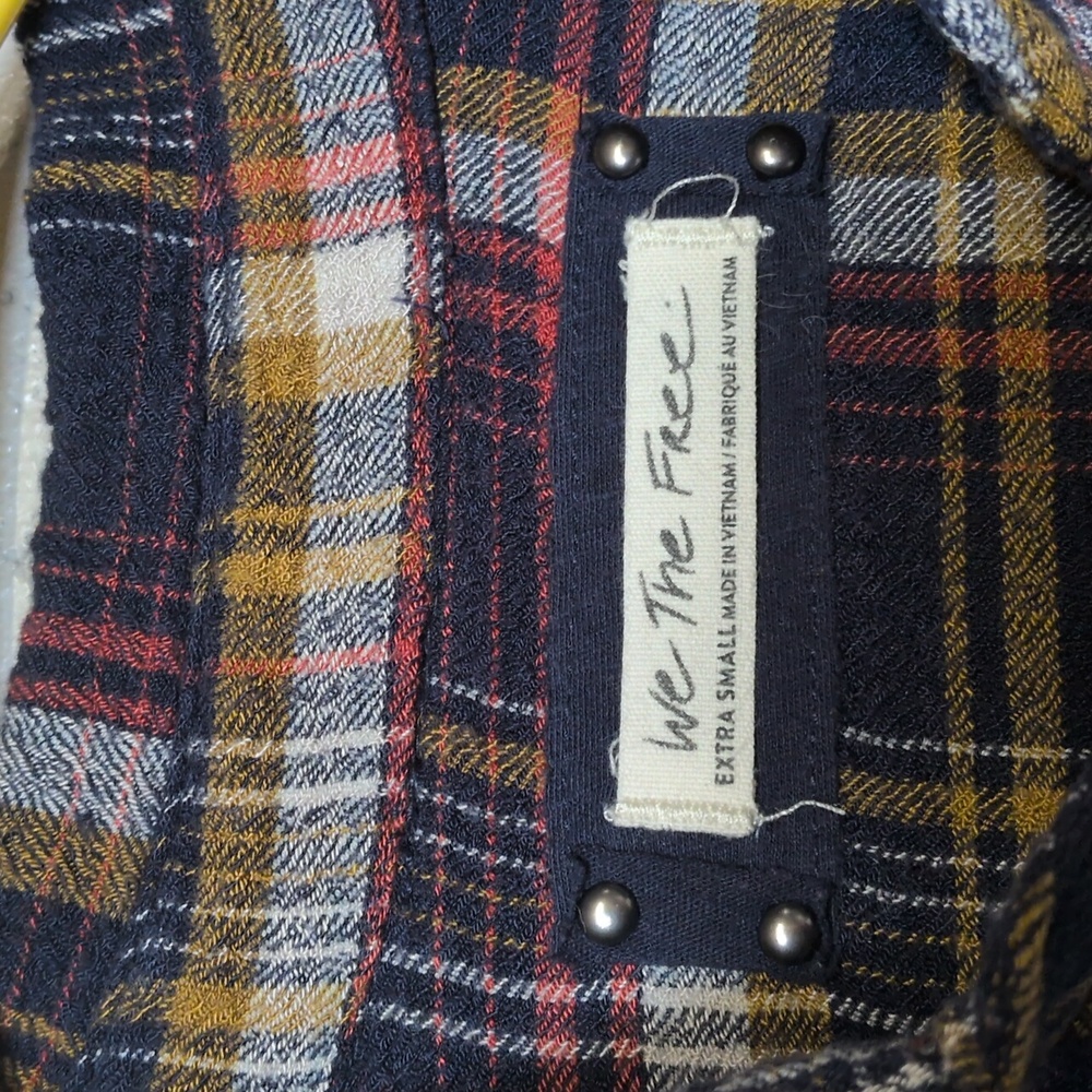We the Free Hidden-Valley Oversized Button Down Plaid Shirt, XS, Boho Grunge 90s - Picture 3 of 7